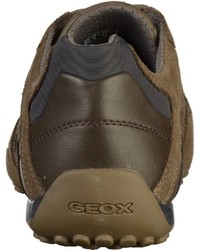 braune Leder niedrige Sneakers von Geox
