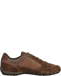 braune Leder niedrige Sneakers von Geox