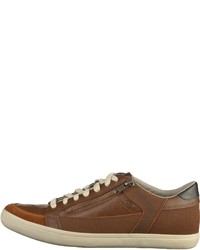 braune Leder niedrige Sneakers von Geox