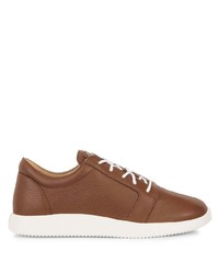 braune Leder niedrige Sneakers von Giuseppe Zanotti