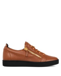 braune Leder niedrige Sneakers von Giuseppe Zanotti