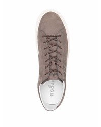 braune Leder niedrige Sneakers von Hogan