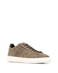 braune Leder niedrige Sneakers von Hogan