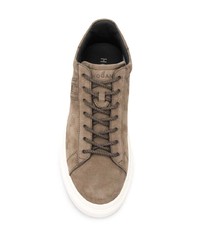 braune Leder niedrige Sneakers von Hogan