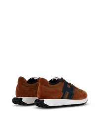 braune Leder niedrige Sneakers von Hogan