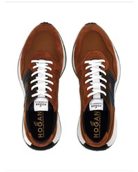 braune Leder niedrige Sneakers von Hogan