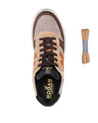 braune Leder niedrige Sneakers von Hogan