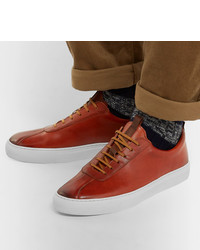 braune Leder niedrige Sneakers von Grenson