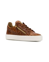 braune Leder niedrige Sneakers von Giuseppe Zanotti Design