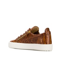 braune Leder niedrige Sneakers von Giuseppe Zanotti Design