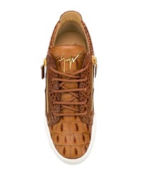 braune Leder niedrige Sneakers von Giuseppe Zanotti Design