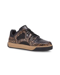 braune Leder niedrige Sneakers von Fendi