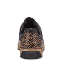 braune Leder niedrige Sneakers von Fendi