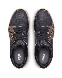 braune Leder niedrige Sneakers von Fendi