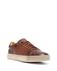 braune Leder niedrige Sneakers von Santoni