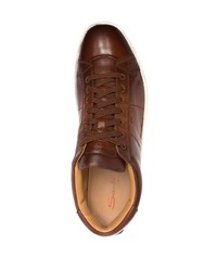 braune Leder niedrige Sneakers von Santoni