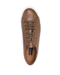 braune Leder niedrige Sneakers von Fratelli Rossetti