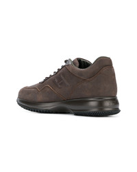 braune Leder niedrige Sneakers von Hogan