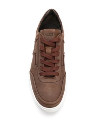 braune Leder niedrige Sneakers von Tod's