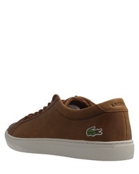 braune Leder niedrige Sneakers von Lacoste