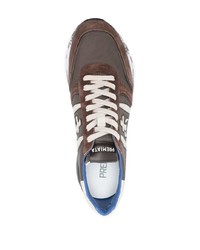 braune Leder niedrige Sneakers von Premiata