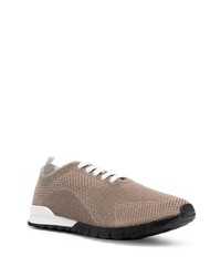 braune Leder niedrige Sneakers von Kiton