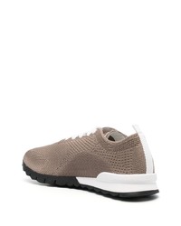 braune Leder niedrige Sneakers von Kiton