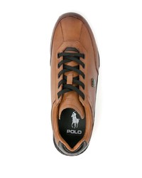 braune Leder niedrige Sneakers von Polo Ralph Lauren