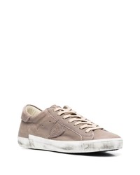 braune Leder niedrige Sneakers von Philippe Model Paris