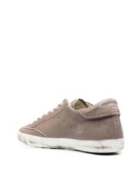 braune Leder niedrige Sneakers von Philippe Model Paris