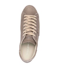 braune Leder niedrige Sneakers von Philippe Model Paris