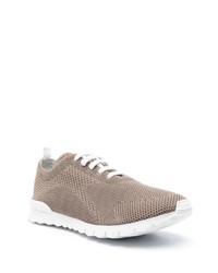 braune Leder niedrige Sneakers von Kiton