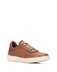 braune Leder niedrige Sneakers von Corneliani