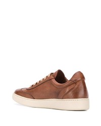 braune Leder niedrige Sneakers von Corneliani