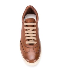 braune Leder niedrige Sneakers von Corneliani