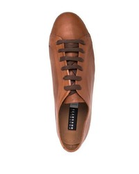 braune Leder niedrige Sneakers von Fratelli Rossetti