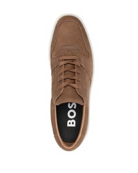 braune Leder niedrige Sneakers von BOSS