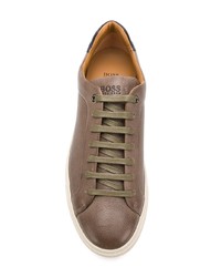 braune Leder niedrige Sneakers von BOSS HUGO BOSS