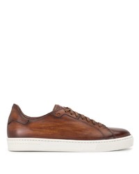 braune Leder niedrige Sneakers von Magnanni