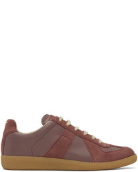 braune Leder niedrige Sneakers von Maison Margiela