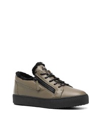 braune Leder niedrige Sneakers von Giuseppe Zanotti