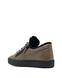 braune Leder niedrige Sneakers von Giuseppe Zanotti