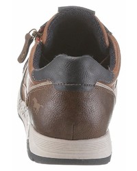 braune Leder niedrige Sneakers von Mustang Shoes