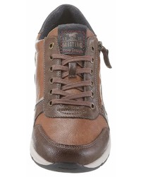 braune Leder niedrige Sneakers von Mustang Shoes