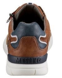 braune Leder niedrige Sneakers von Mustang Shoes
