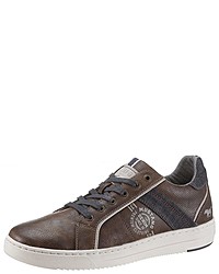 braune Leder niedrige Sneakers von Mustang Shoes