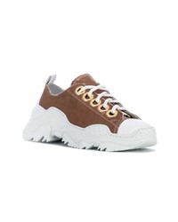 braune Leder niedrige Sneakers von N°21