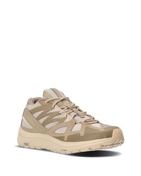 braune Leder niedrige Sneakers von Salomon