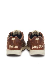 braune Leder niedrige Sneakers von Palm Angels