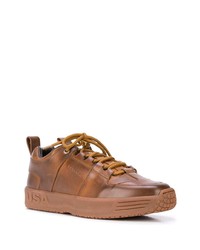 braune Leder niedrige Sneakers von Buscemi